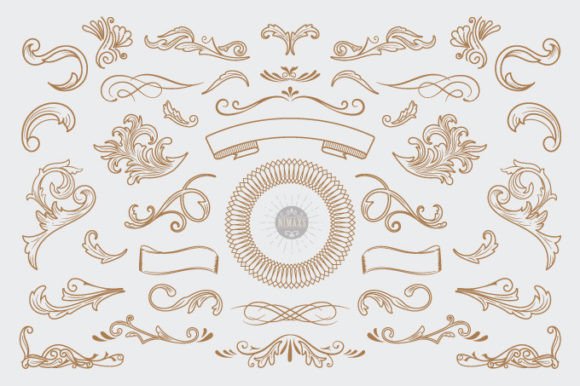 Download Vintage Flourish Ornaments Frame - Ornament Collection