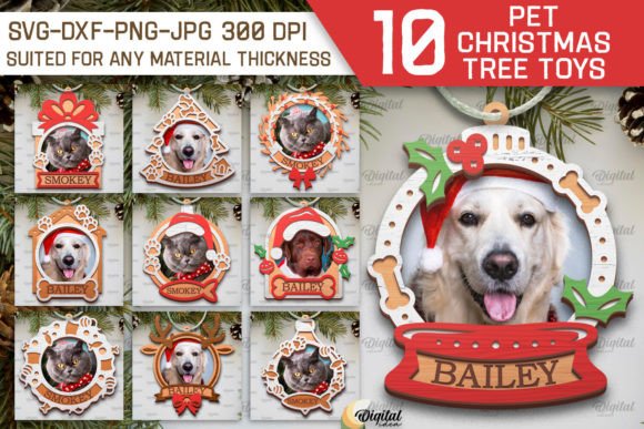 Download Pets Christmas Ornaments LaserCut Bundle - Ornament Collection
