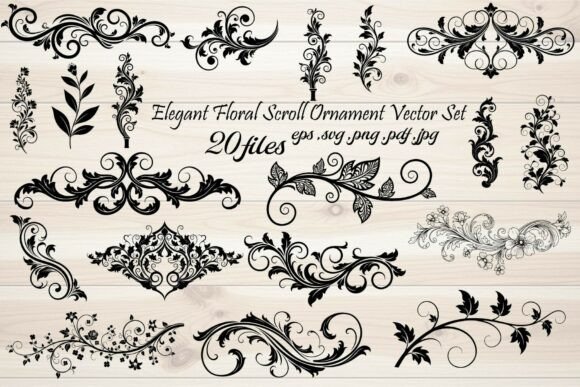 Download Elegant Floral Scroll Ornament Vector - Ornament Collection